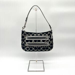 COACH Y2K Poppy Signature Shoulder Bag, Black Silver